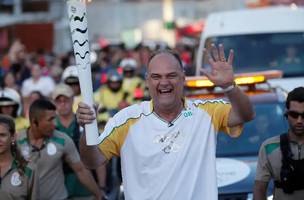 Oscar Schmidt participa do revezamento da tocha olimpico dos Jogos Rio 2016 em Natal4 de junho de 2016Marcos de Paula/Cortesia da Rio2016/Divulgacao via Reuters (Foto: Reuters/Marcos de Paula/Cortesia da Rio2016/Proibida reproducao)