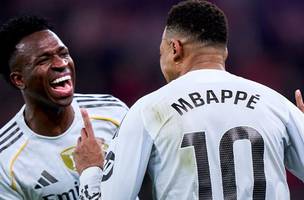 Vinicius Junior comemora o gol marcado pelo Real Madrid contra o Benfica, na Champions League. (Foto: Divulgacao / Real Madrid)