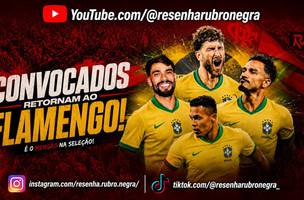 Convocados por Calo Ancelotti que foram eliminados neste domingo (5) com a selecao brasileira ja tem data para retornar ao Flamengo (Foto: Montagem Canal do YouTube Resenha Rubro Negra)